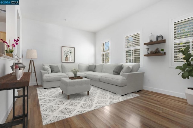 living room with hardwood / wood-style floors