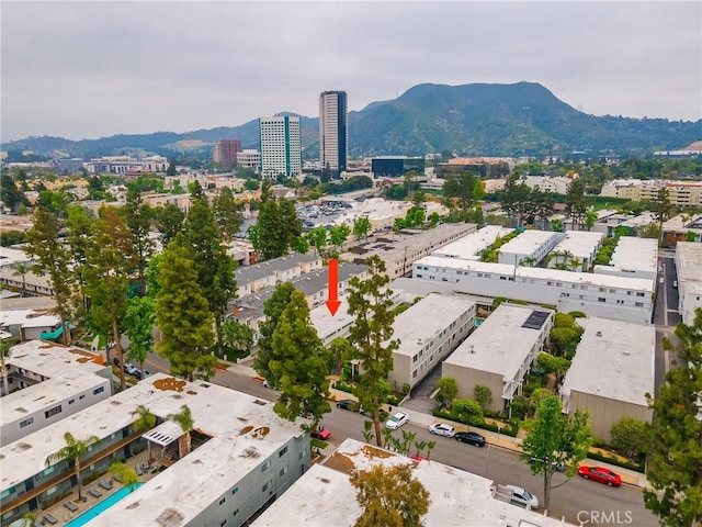 bird's eye view with a mountain view