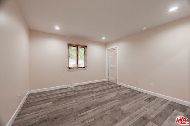 spare room featuring wood-type flooring