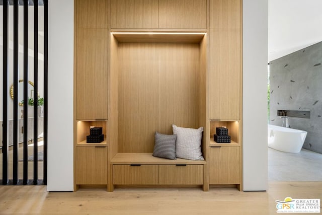 mudroom featuring light wood-type flooring