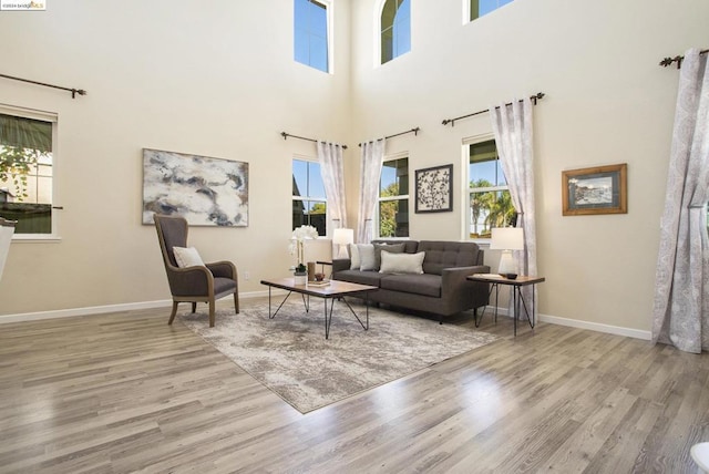 living room with light wood-type flooring