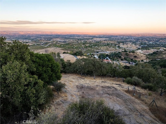 view of aerial view at dusk