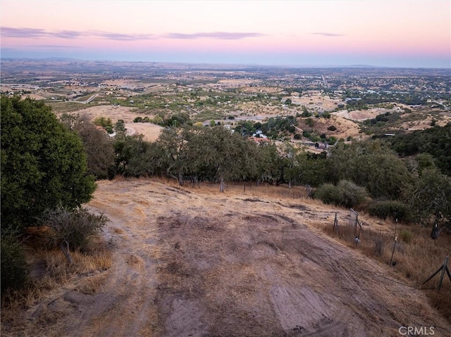 view of aerial view at dusk