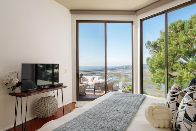 bedroom with hardwood / wood-style floors