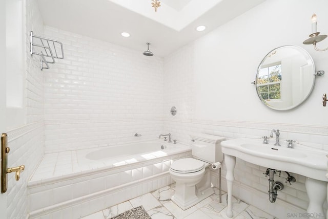 bathroom featuring toilet and a bathing tub