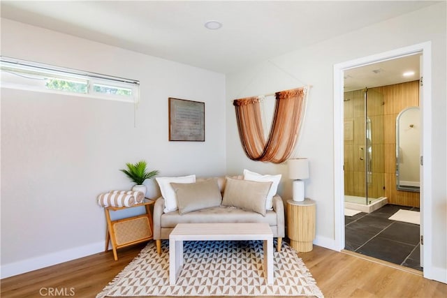 living area featuring hardwood / wood-style floors