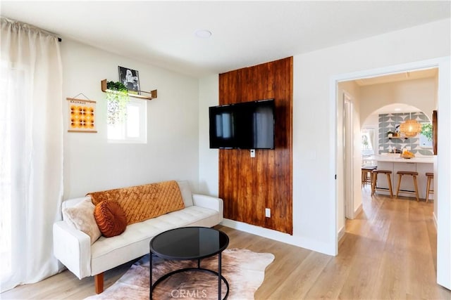 living room featuring light hardwood / wood-style flooring