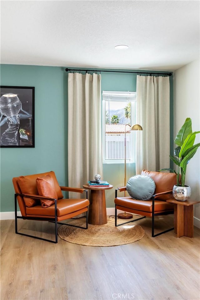 sitting room featuring light hardwood / wood-style flooring