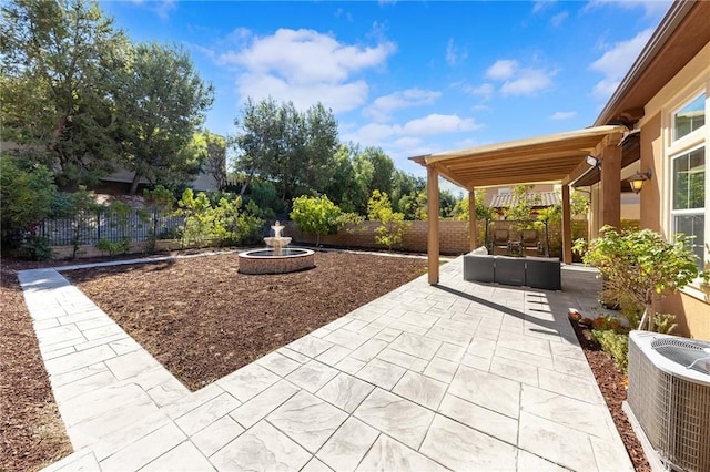 view of patio with an outdoor hangout area and central air condition unit