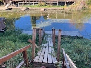 view of dock featuring a water view