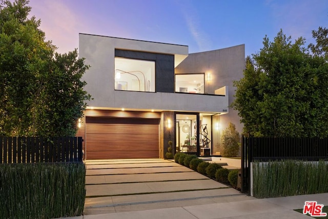 contemporary home with a garage