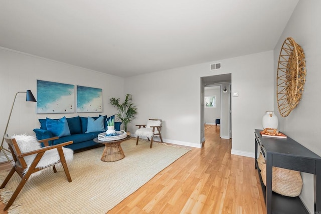 living room with hardwood / wood-style floors