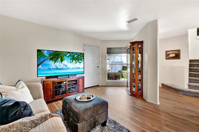 living room with light wood-type flooring