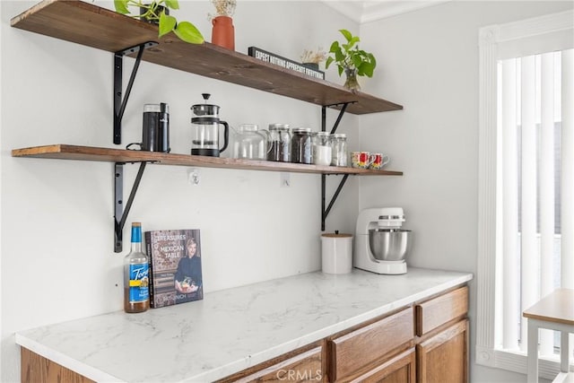 bar with light stone countertops