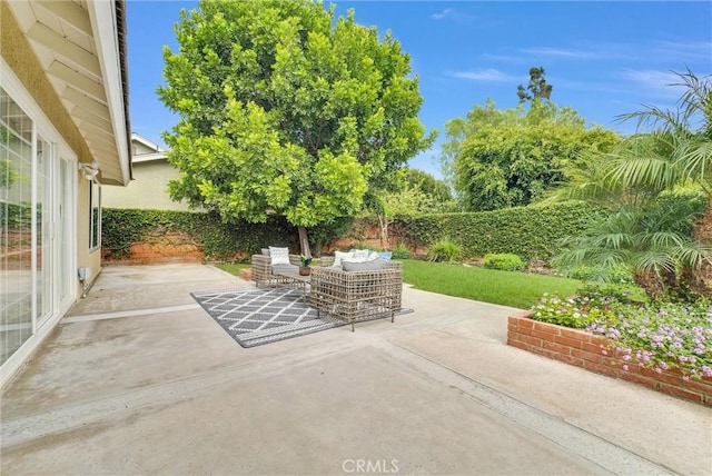 view of patio featuring an outdoor living space