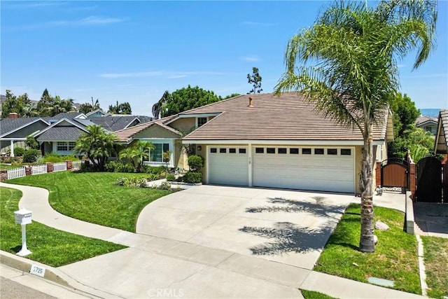 view of front facade featuring a garage and a front yard