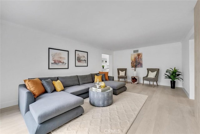 living room with light wood-type flooring