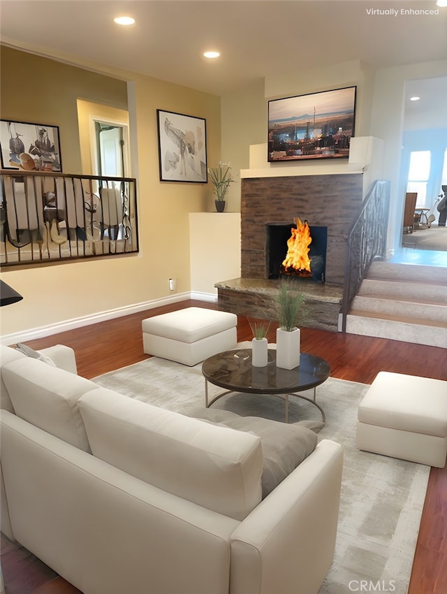 living room with hardwood / wood-style floors