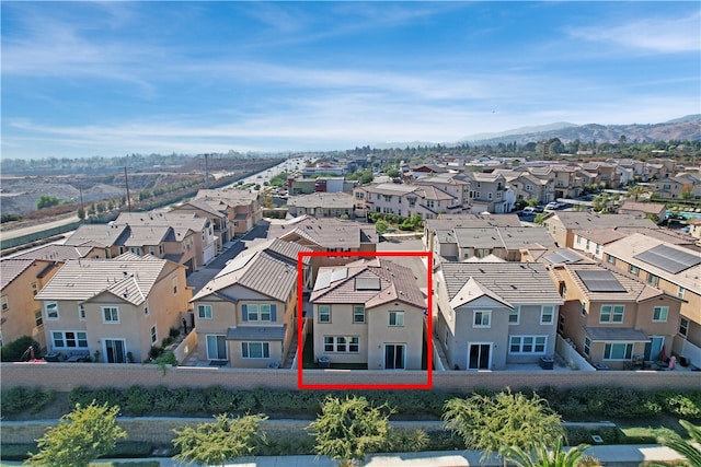 bird's eye view with a mountain view