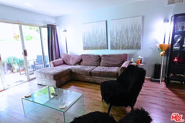 living room featuring light wood-type flooring