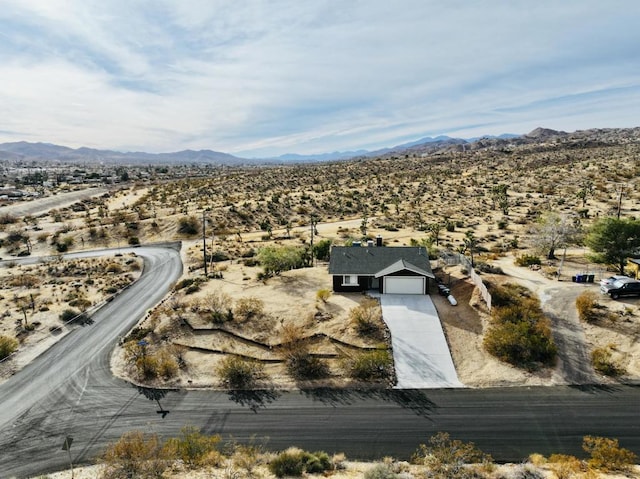 aerial view with a mountain view