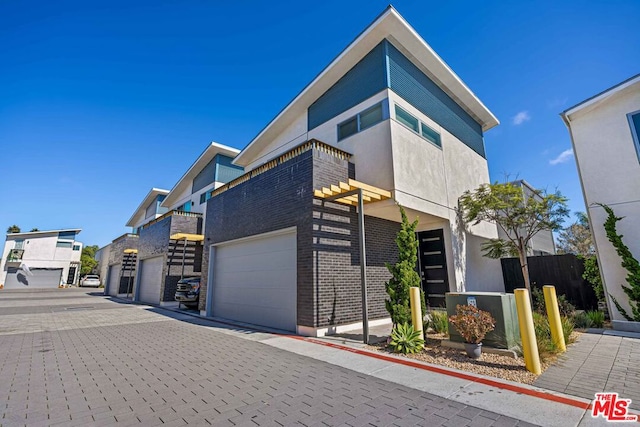 contemporary home featuring a garage