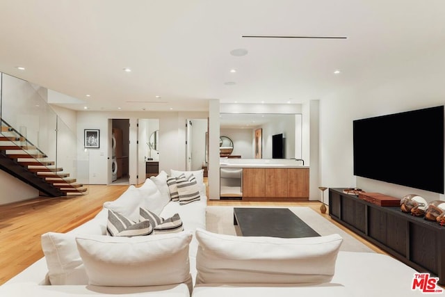 living room featuring light wood-type flooring