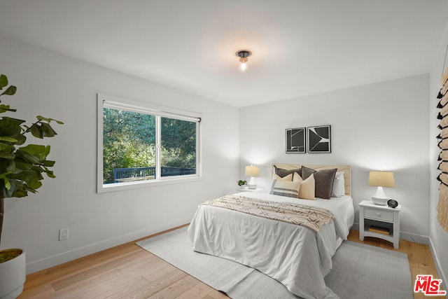 bedroom with wood-type flooring