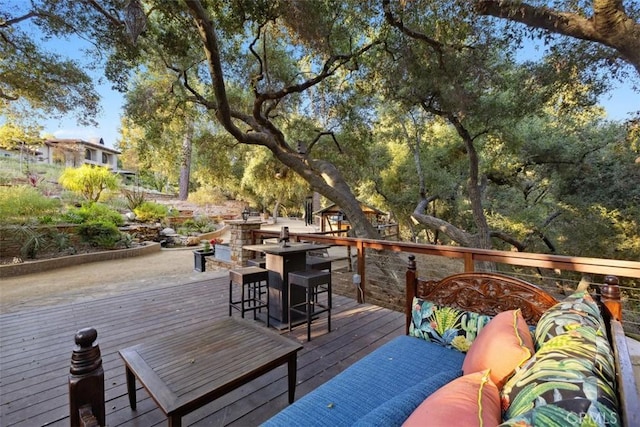 deck featuring an outdoor living space