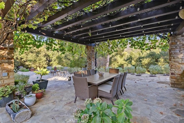 view of patio / terrace featuring a pergola