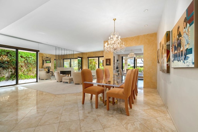 dining room featuring a notable chandelier