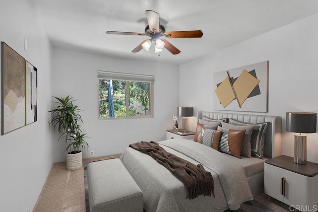 bedroom featuring ceiling fan