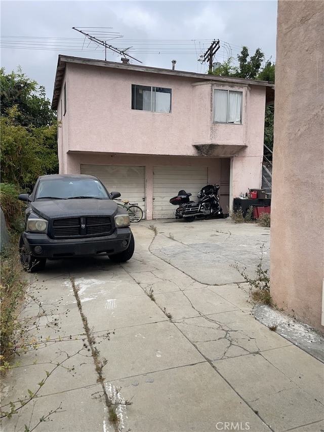 exterior space featuring a garage