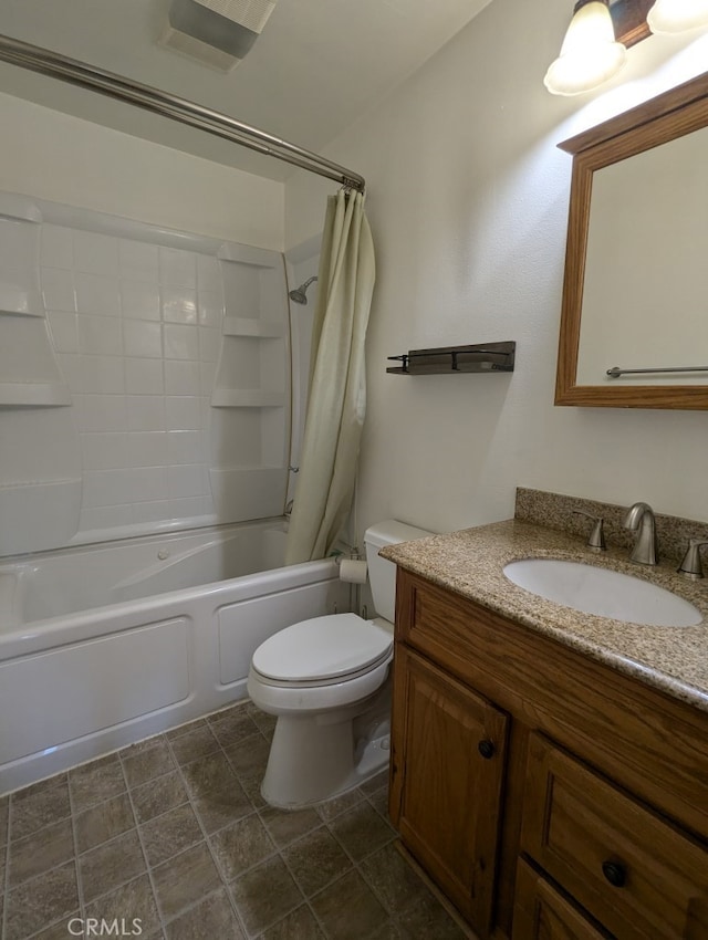 full bathroom featuring vanity, toilet, and shower / bath combo