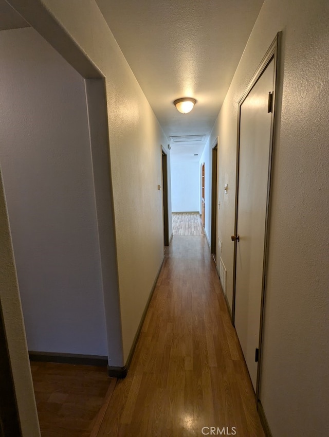 hallway featuring dark wood-type flooring