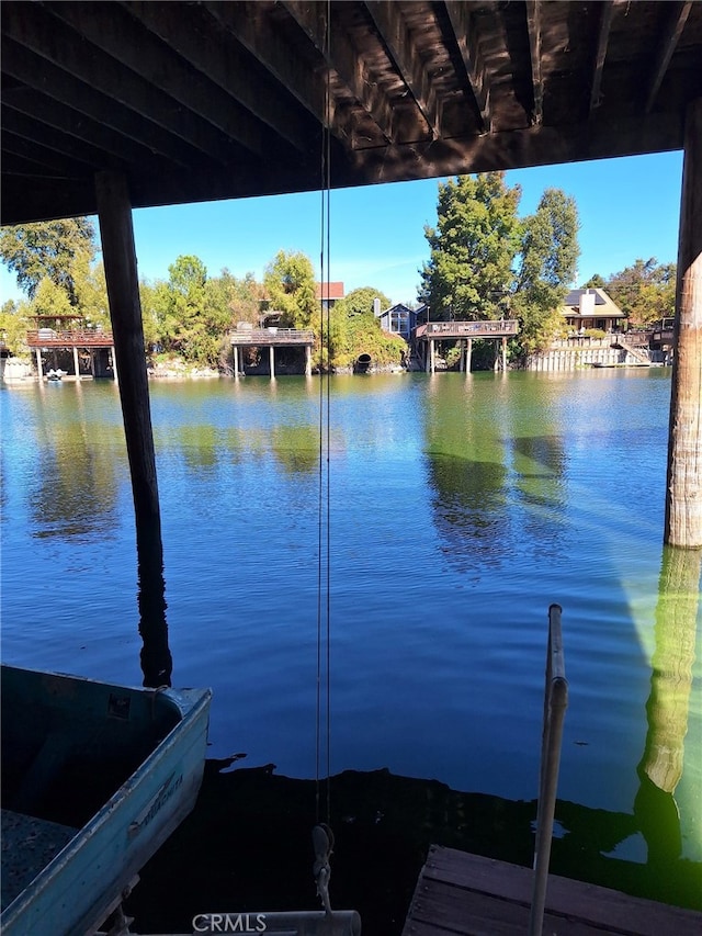 view of dock featuring a water view