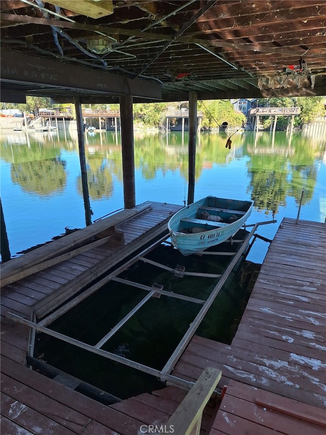 dock area featuring a water view