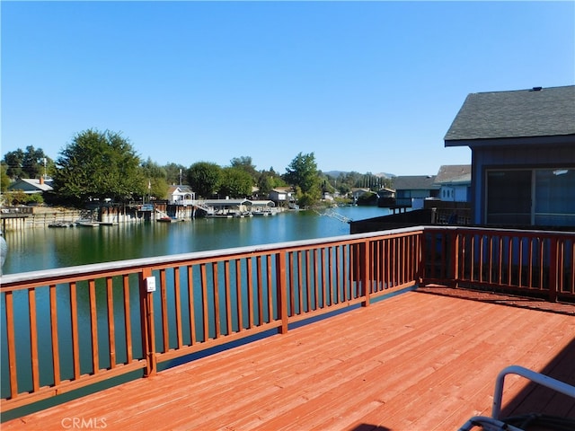 deck with a water view