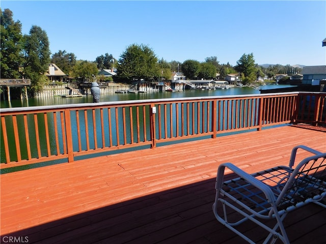 deck with a water view