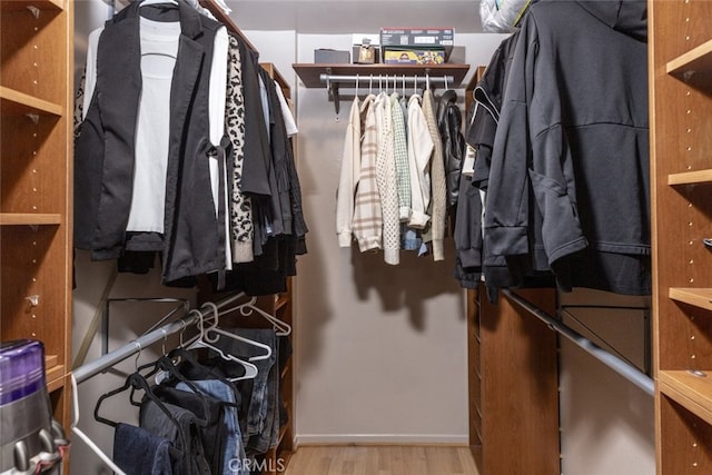 spacious closet featuring light hardwood / wood-style flooring