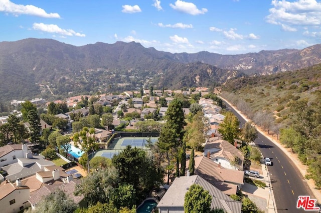 drone / aerial view with a mountain view