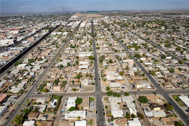 drone / aerial view featuring a mountain view