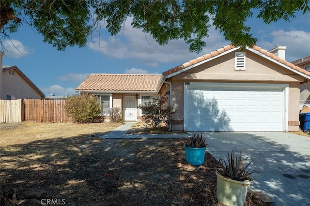 single story home with a garage