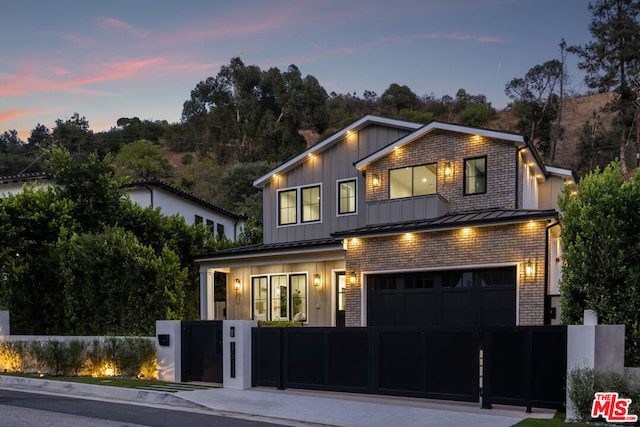 view of front of house with a garage