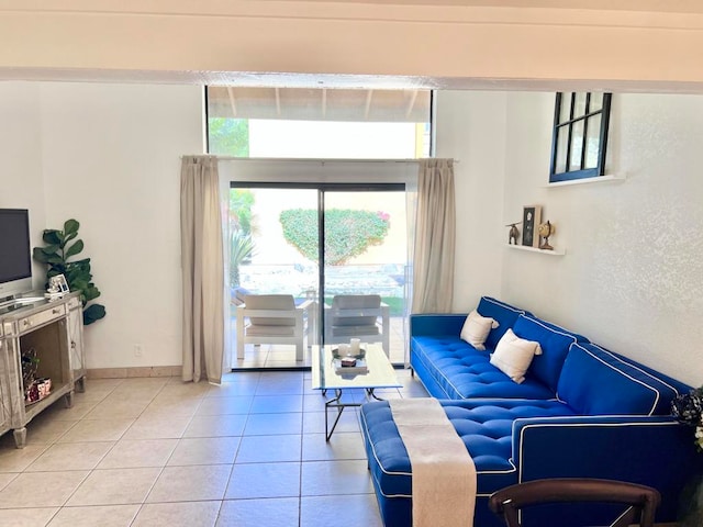 view of tiled living room