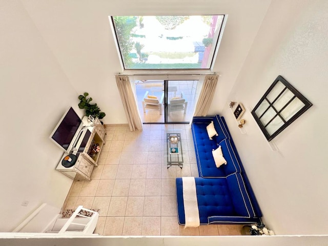 view of tiled living room