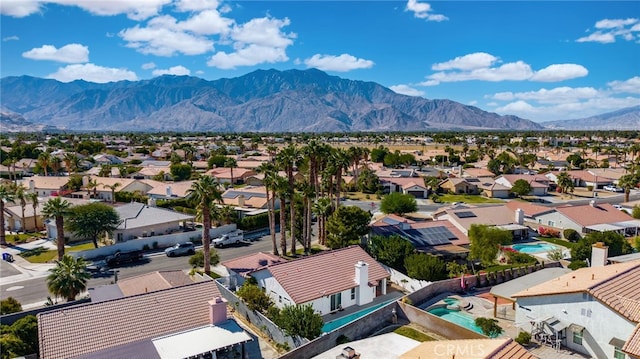 aerial view with a mountain view