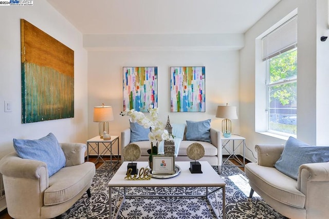 living room with wood-type flooring