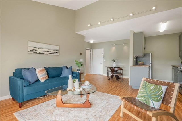 living room with light hardwood / wood-style floors