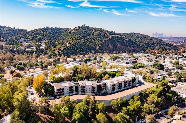 drone / aerial view with a mountain view